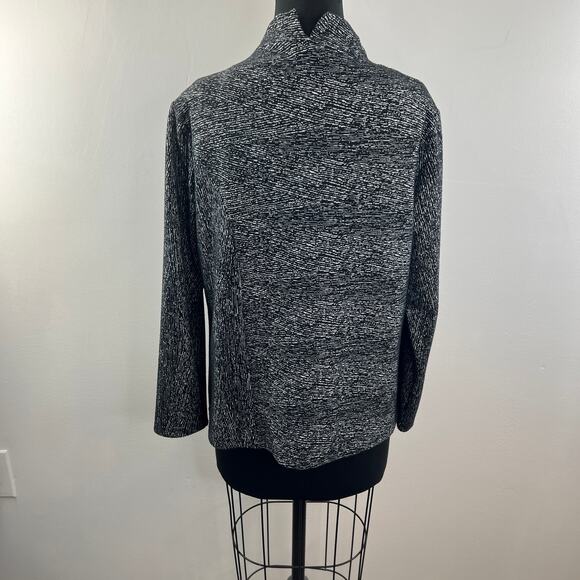 CLARA SUN WOO Black White Sweater Top Long Sleeve Mock Neck Pullover Sz Large L - Picture 8 of 9